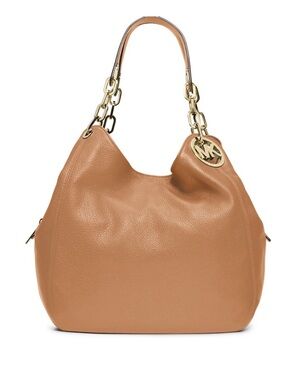 Michael Kors Tan Fulton Leather Chain-Handle Hobo Bag